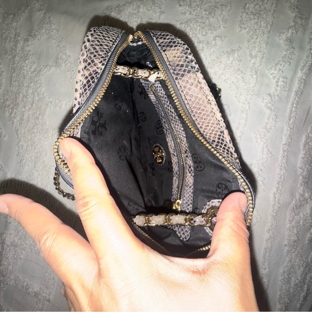 Tory Burch Gray Snakeskin Shoulder Bag - Picture 8 of 12
